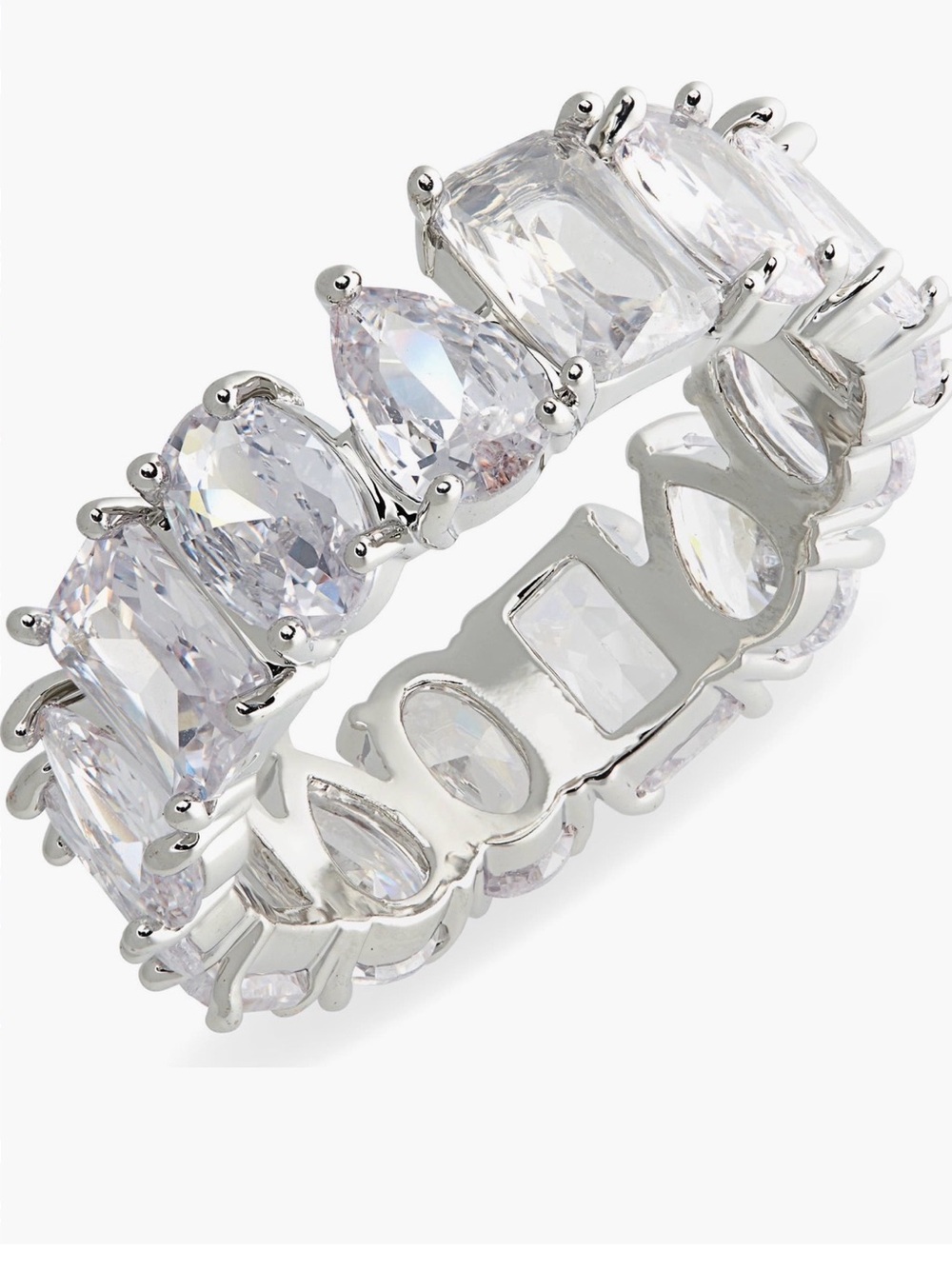Nordstrom Rack CZ Eternity Band Ring - Silver Clear Size 6